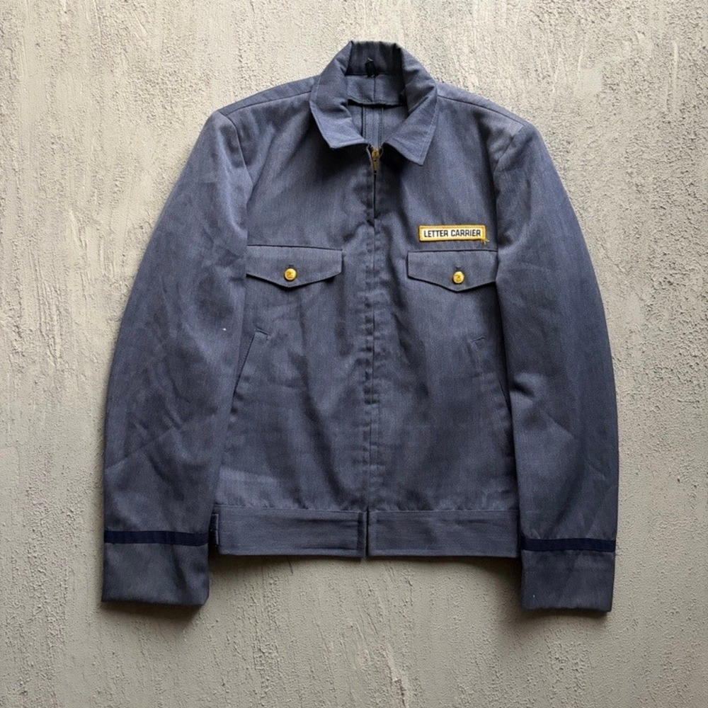 Vintage Postal Letter Carrier Jacket Medium Blue 1960s Workwear